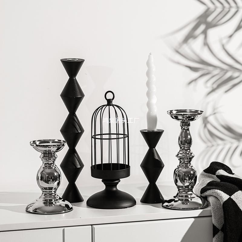 Porta candelabri in metallo per matrimoni con lanterne Vaso di candela Porta candele basso Piatto centrale