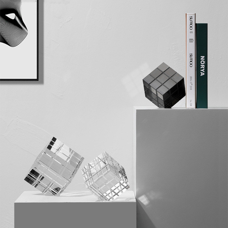 Ornamento di cubo di Rubik in vetro Art Deco per la decorazione del tavolo di casa e ufficio