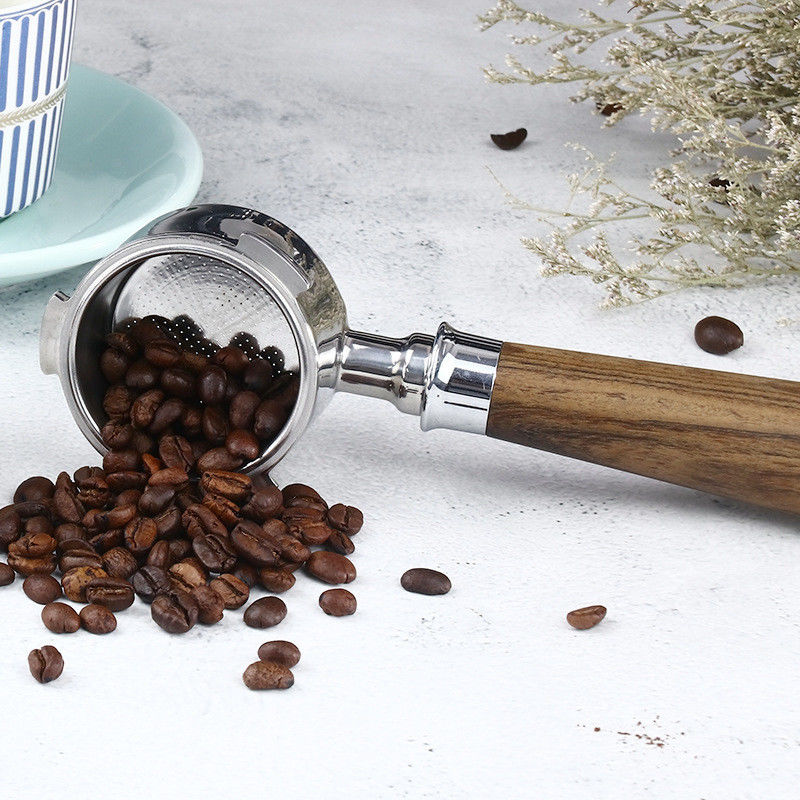 Portafiltro Espresso a maniglia in ceramica da 51 mm con maniglia in legno e design in acciaio inossidabile