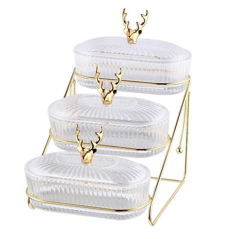 Torno a scuola Essential Dazzling Glass Deer Tray Set per le feste in cucina