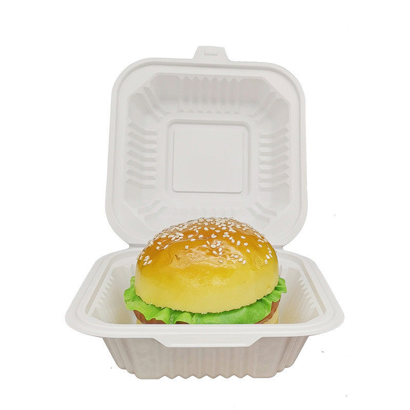 Scatole da pranzo in plastica quadrata bianca contenitori alimentari compatti con coperchi di sicurezza a microonde