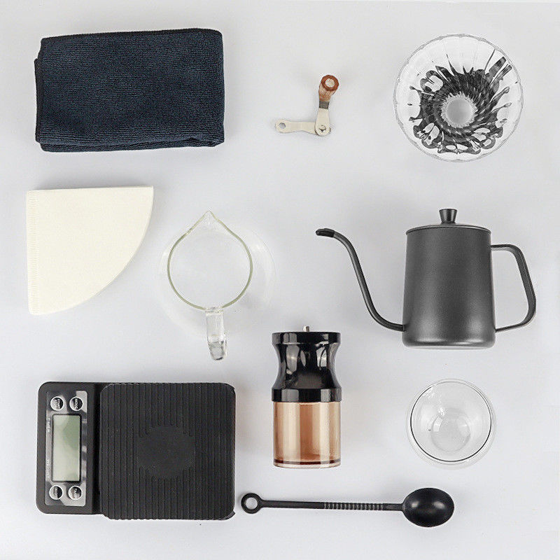Acciaio inossidabile French Press Coffee Maker Set 9 pezzi Set per gli amanti del caffè in movimento