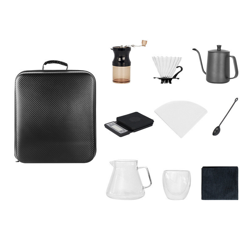 Scatola regalo Borsa da mano Kit versare sopra Set con grinder di fagioli di metallo Scatola ideale Ramadan Set di caffè
