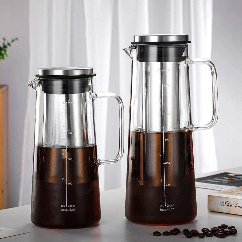 Bottiglia d'acqua in vetro resistente alle alte temperature da 1L/1.4L per il caffè e la frutta da bere a freddo