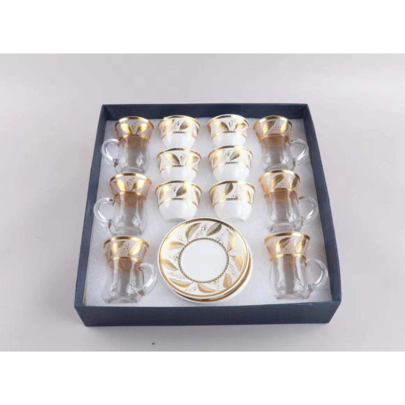 Set di tazze da tè in vetro e piatti di tazze di ceramica personalizzati