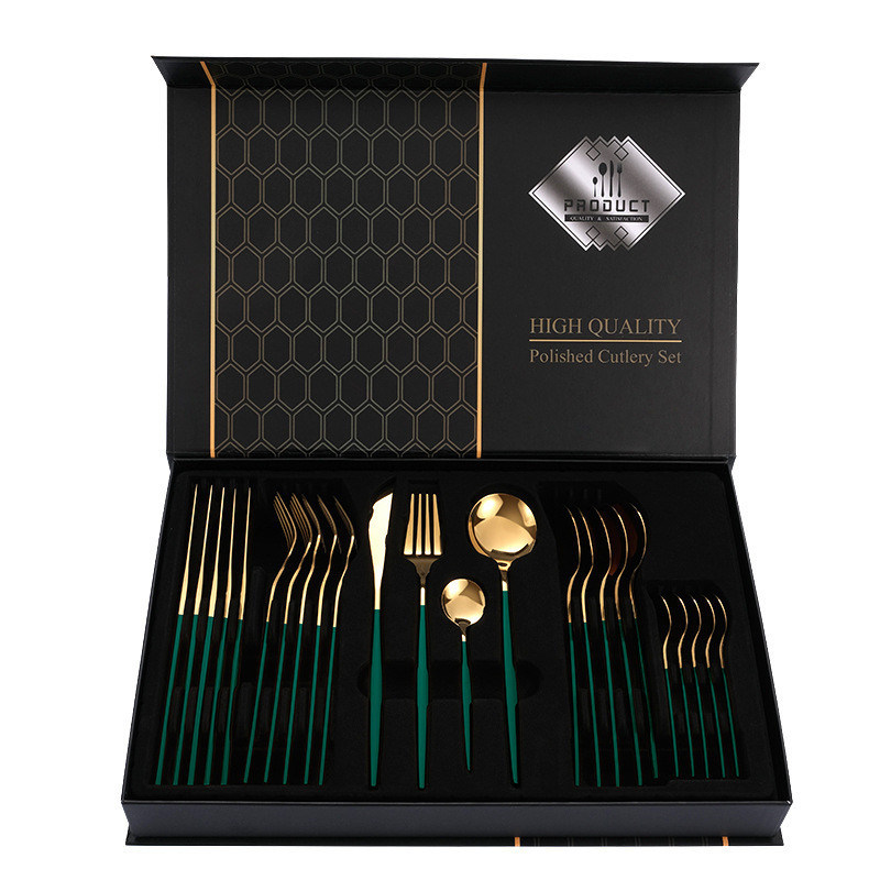 101 Set di piattaforme in acciaio inossidabile per hotel Nordic Set di coltelli a cucchiaio e forchetta in oro/sliver